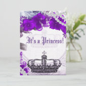 ラベンダーパープルプリンセスベビーシャワー招待状 招待状 (スタンド正面)