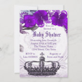 ラベンダーパープルプリンセスベビーシャワー招待状 招待状 (裏面)