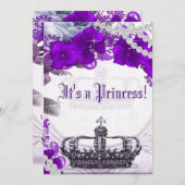ラベンダーパープルプリンセスベビーシャワー招待状 招待状 (正面/裏面)