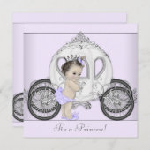 ラベンダーパープルプリンセスベビーシャワー 招待状 (正面/裏面)