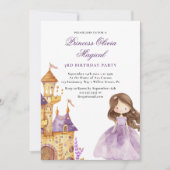 ラベンダーパープルプリンセスマジカル誕生日 招待状 (正面)