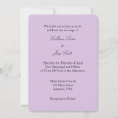 ラベンダーパープルプレーンシンプル結婚式招待状 招待状 (正面)