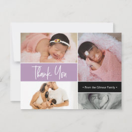 ラベンダーパープルベビーガールフォトコラージュ誕生 ポストカード