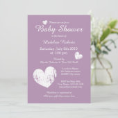 ラベンダーパープルベビーシャワー招待状for girl 招待状 (スタンド正面)