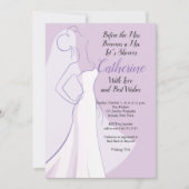 ラベンダーパープルホワイトドレス ブライダルシャワー 招待状 (正面)