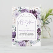 ラベンダーパープルホワイトペオニーブライダルシャワー | 招待状 (スタンド正面)
