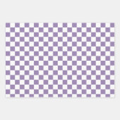 ラベンダーパープルホワイト市松模様に ラッピングペーパーシート (正面2)