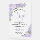 ラベンダーパープルボホシックバラ結婚ズウェルカム アクリルサイン (傾斜)