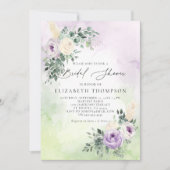 ラベンダーパープルボホシ素朴ックブライダルシャワー 招待状 (正面)