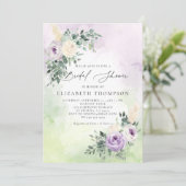 ラベンダーパープルボホシ素朴ックブライダルシャワー 招待状 (スタンド正面)