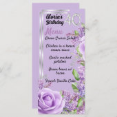 ラベンダーパープルマイルストーン40th誕生日メニュー メニュー (正面/裏面)