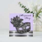 ラベンダーパープルマスカレードパーティの招待状 招待状 (スタンド正面)