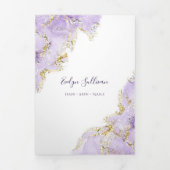 ラベンダーパープルマーブリングデザイン3折パンフレット 三つ折りカード (カバー)
