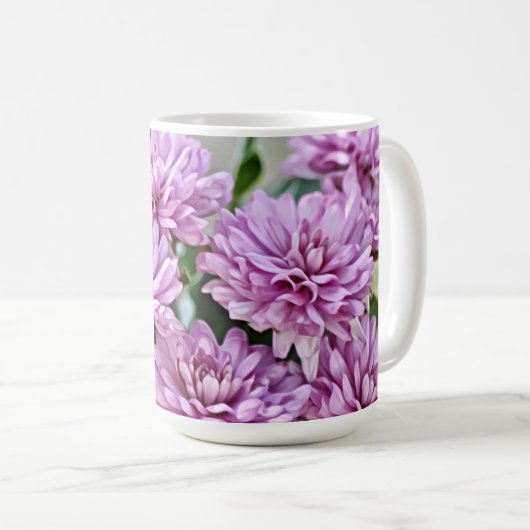 ラベンダーパープルムームフラワーアートマグカップ コーヒーマグカップ (正面右)
