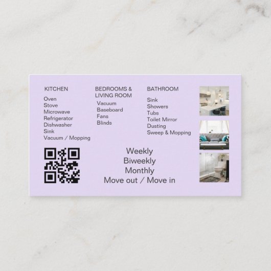 ラベンダーパープルメイドクリーニングハウスQRコード 名刺 (裏面)