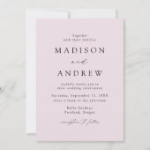 ラベンダーパープルモダンエレガンス結婚ズ 招待状 (正面)