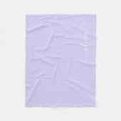 ラベンダーパープルモノグラム名前モダン フリースブランケット (正面)