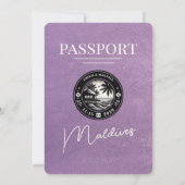 ラベンダーパープルモルディブパスポ結婚ート 招待状 (裏面)