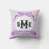 ラベンダーパープルリバースギリシャキー bow モノグラム クッション (裏面)