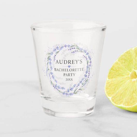 ラベンダーパープルリース ブライズメイドパーティー ショットグラス (正面)