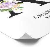 ラベンダーパープルレター'A'子供部屋名ウォールアート ポスター (角)