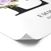 ラベンダーパープルレター'E'子供部屋名ウォールアート ポスター (角)