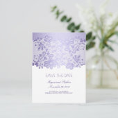 ラベンダーパープルレースエレガント日付を保存 案内ポストカード (スタンド正面)
