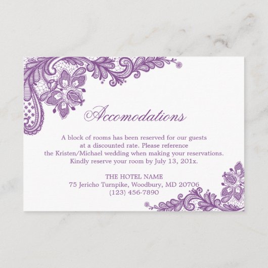 ラベンダーパープルレース結婚の情報詳細 エンクロージャーカード (裏面)