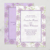 ラベンダーパープルローズのウェディング 招待状 (正面/裏面)