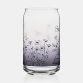 ラベンダーパープルワイルドフラワーと蝶 ガラス缶 (正面)