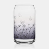 ラベンダーパープルワイルドフラワーと蝶 ガラス缶 (裏面)