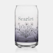 ラベンダーパープルワイルドフラワーと蝶 ガラス缶 (左)