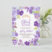 ラベンダーパープルワイルドフラワースウィート16誕生日 招待状 (スタンド正面)