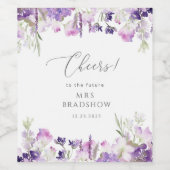 ラベンダーパープルワイルドフラワーブライダルシャワー ワインラベル (シングルラベル)