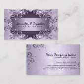 ラベンダーパープルヴィンテージ抽象芸術フローラデザイン 名刺 (正面/裏面)