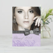 ラベンダーパープル写真卒業発表 招待状 (スタンド正面)