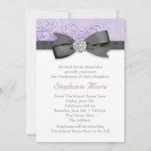 ラベンダーパープル写真卒業発表 招待状 (裏面)