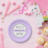 ラベンダーパープル幾何学的タイポグラフィ結婚ズ ペーパープレート (パーティー)