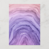 ラベンダーパープル抽象芸術アゲートウォーターカラーアート ポストカード (正面)