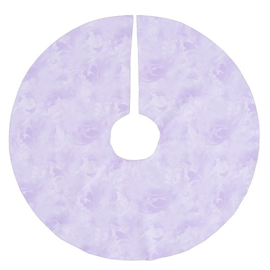 ラベンダーパープル抽象芸術羽毛パターン ブラッシュドポリエステルツリースカート (正面)