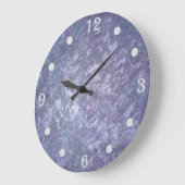 ラベンダーパープル抽象芸術 |メタリックブラシストローク ラージ壁時計 (傾斜)