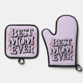 ラベンダーパープル最高のママエバー 鍋つかみ&鍋敷きセット (正面)