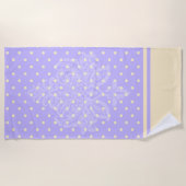 ラベンダーパープル水玉模様と黄色ビーチタオル ビーチタオル (正面)