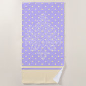 ラベンダーパープル水玉模様と黄色ビーチタオル ビーチタオル (正面)