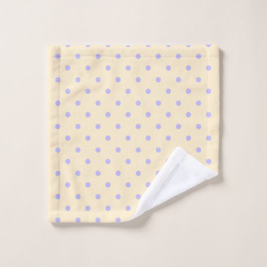 ラベンダーパープル水玉模様と黄色 ウォッシュタオル (ウォッシュタオル)