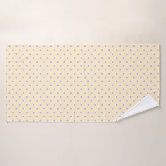 ラベンダーパープル水玉模様と黄色 バスタオル (バスタオル)