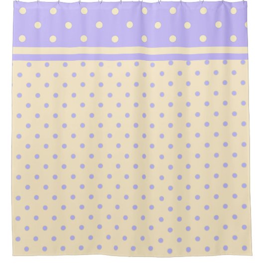 ラベンダーパープル水玉模様&イエローシャワーカーテン シャワーカーテン (正面)