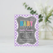 ラベンダーパープル水玉模様 インビテーションポストカード (スタンド正面)