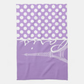 ラベンダーパープル水玉模様;パリ キッチンタオル (縦)