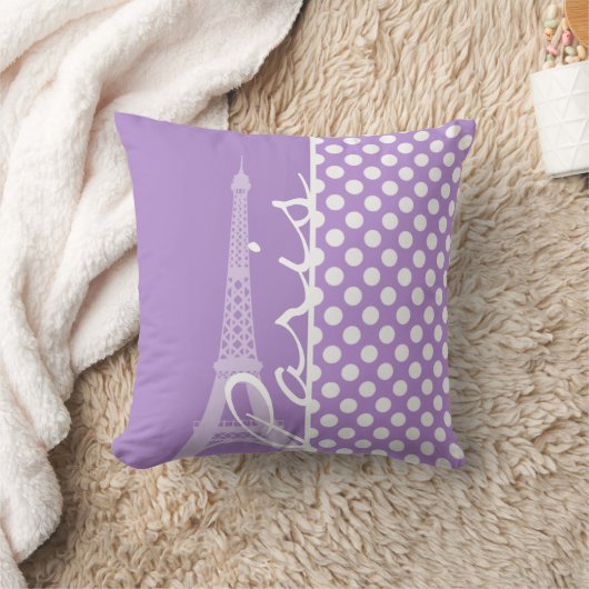 ラベンダーパープル水玉模様;パリ クッション (ブランケット)